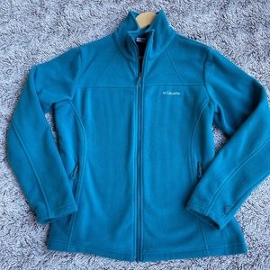 Columbia Fleece Full-Zip Collared Jacket Turquoise Color Size L